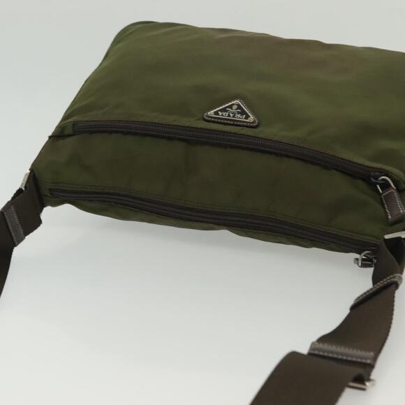 PRADA Shoulder Bag Nylon Khaki Silver - Picture 6 of 12